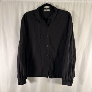 Everlane Dress Shirt Women's 12 Black Button Up Long Sleeve Organic Cotton